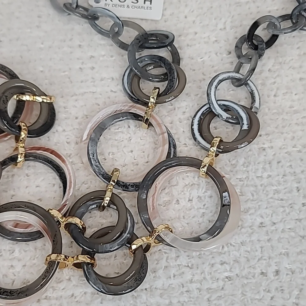 Rush by Denis & Charles Boho Chunky Circle Marbled Link Statement Necklace - NWT